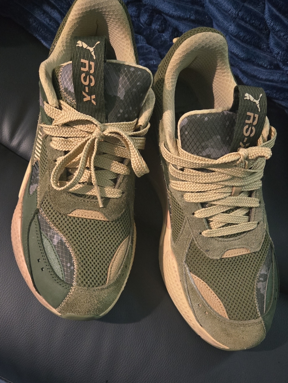 Puma Olive Green and Tan RS-X Sneakers